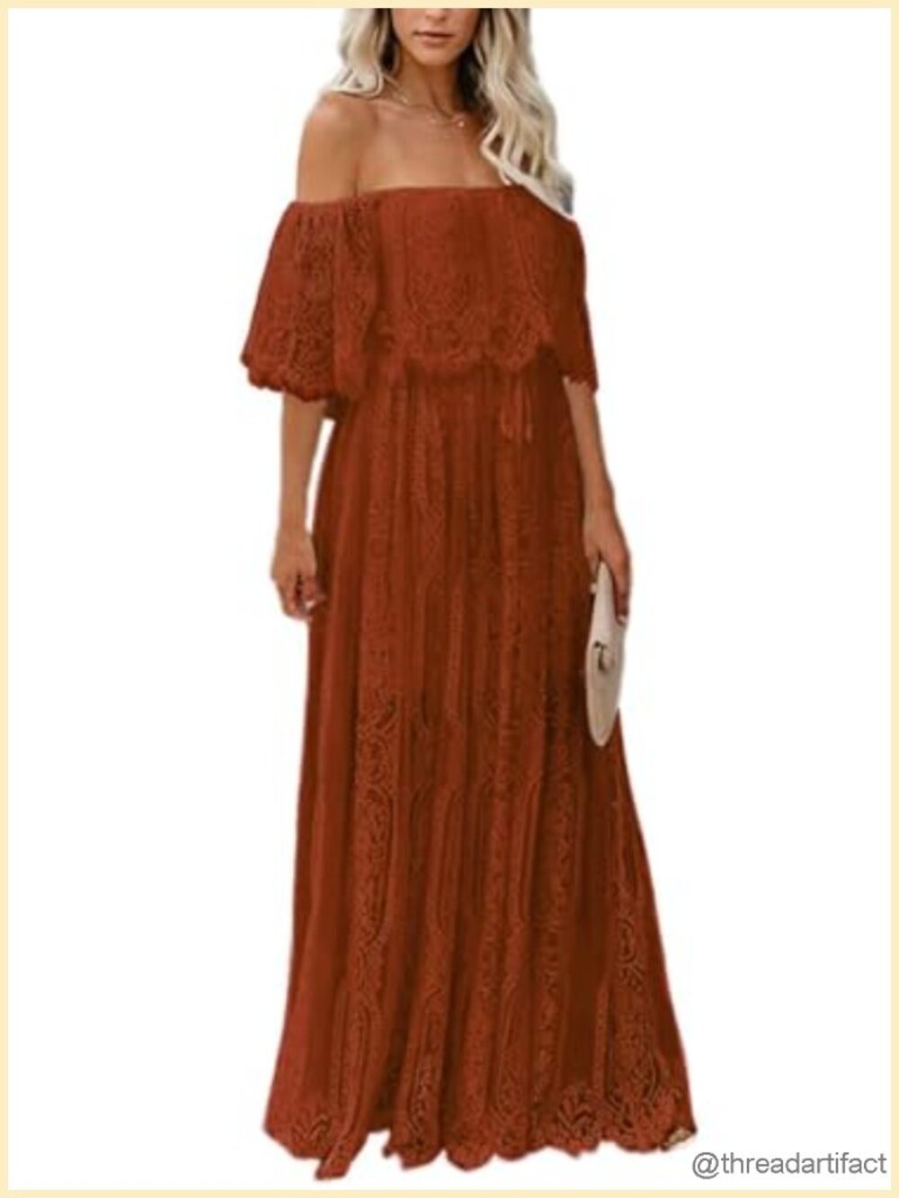 Off Shoulder Floral Lace Maxi Dress Wedding Party Maternity Photoshoot Long